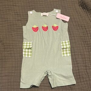 NWT Green Romper with Strawberry Design